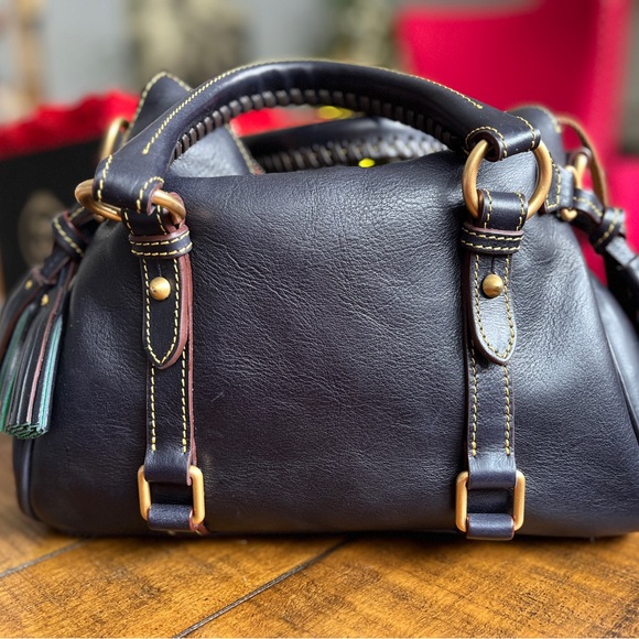 Dooney & Bourke, Florentine Satchel (Navy) REGULAR SIZE NOT MINI - Picture 3 of 14